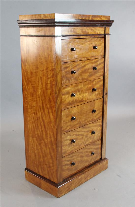 A Victorian satinwood Wellington style chest, W.2ft D.1ft 3in. H.4ft 1in.